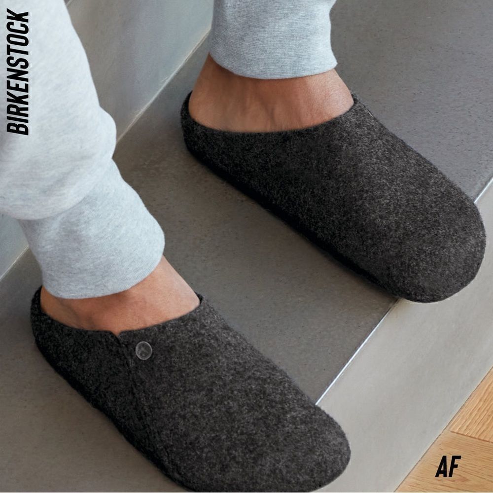 BIRKENSTOCK ZERMATT SHEARLING SLIPPERS IN DARK GREY NEW SIZE 37